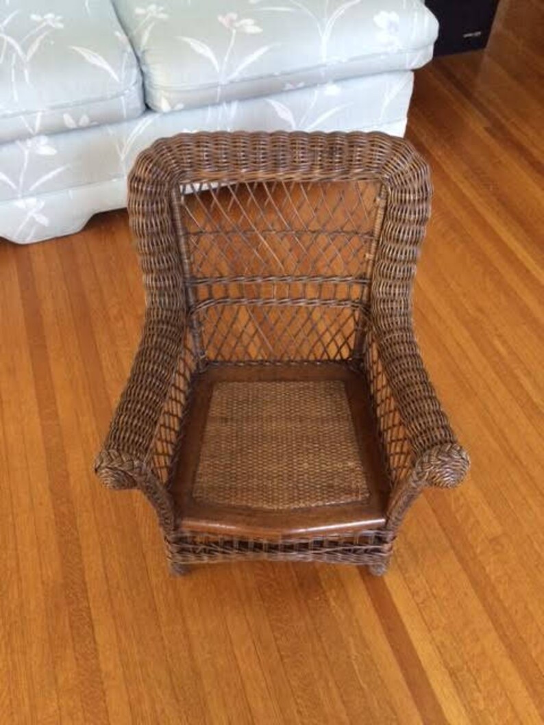 Antique Vintage Child S Basket Weave Wicker And Wood Chair