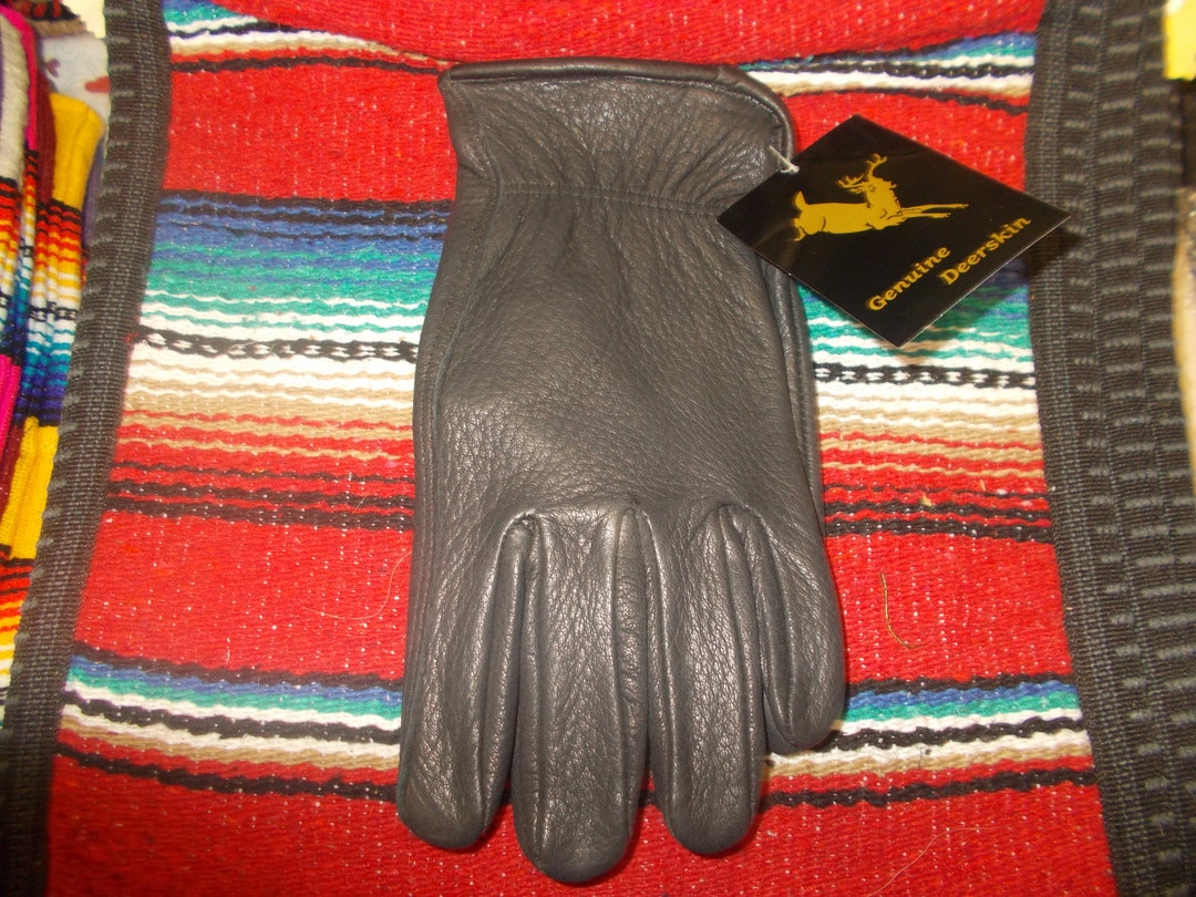 Genuine Black Deer Skin Glove Very Nice Soft Leather Gloves Etsy