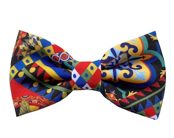 Sicily Bow Tie for men,Sicily inspiration,tie for groom and groomsmen gift,italian wedding inspiration,sicilian style majolica,folk style