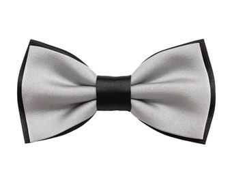 Papillon grigio e nero,papillon bicolore,farfallino per uomo,accessori matrimonio,papillon elegante per lo sposo 2023,cravatta per cerimonia