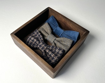 Blue bow tie for men in wool and corduroy, winter bow tie, winter wedding 2024, vintage groom, gift idea for men, groom