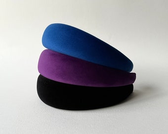 Padded headband for women and girls,velvet hairband color black,blu,purple,rounded headband,headband gift idea for valentine's day,gift idea