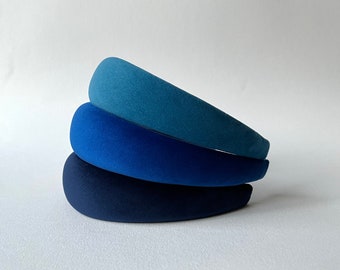 Cerchietto imbottito per donna e ragazza in velluto blu. Cerchietto per capelli, cerchietto bombato,idea regalo per donna natale