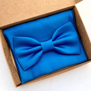 Blue Bow tie and pocket square for men and groom,bow tie groom and groomsmen,menswear 2025,gift idea for groomsmen,trend winter wedding 2025