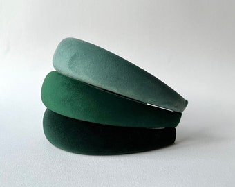 Padded headband for women and girls, velvet green, rounded headband, headband gift idea for valentine's day, Amanda Gorman style,power girls