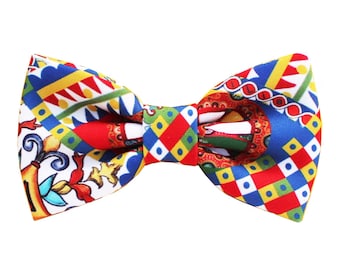 Pajarita de estilo siciliano, patrón popular siciliano, carro siciliano, boda de estilo siciliano, idea de regalo para hombres, accesorios sicilianos para recién casados