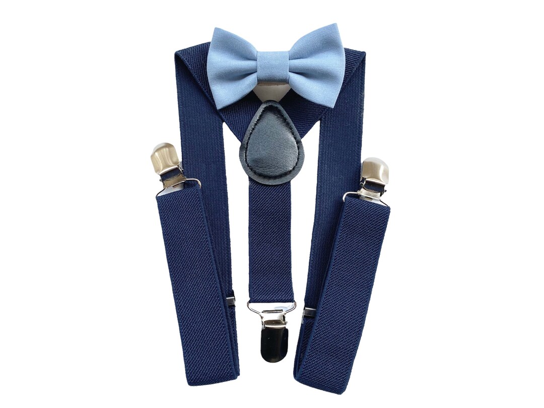 Papillon e bretelle per bambino azzurro carta da zucchero e blu