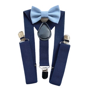Papillon e bretelle per bambino azzurro carta da zucchero e blu. Papillon per bambino paggetto,bretelle per paggetto nozze,corredo battesimo