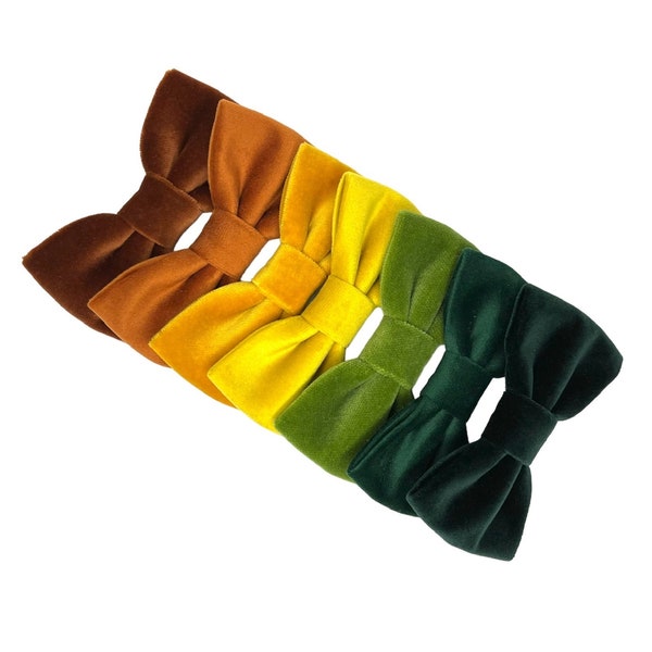 Velvet Bow tie green, yellow, brown, men's bow tie for groom and groomsmen gift,autumn winter wedding 2023,christmas gift idea for him