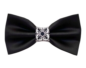 Pajarita elegante para hombre, de satén y mayólica, para novio de esmoquin, ceremonia masculina, regalo para testigo de boda, temática siciliana, mayólica siciliana