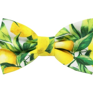 Lemon pattern bow tie for men,yellow bow tie for grooms,shabby chic wedding,groomsmen gift,summer spring wedding inspiration 2024,botanical image 1