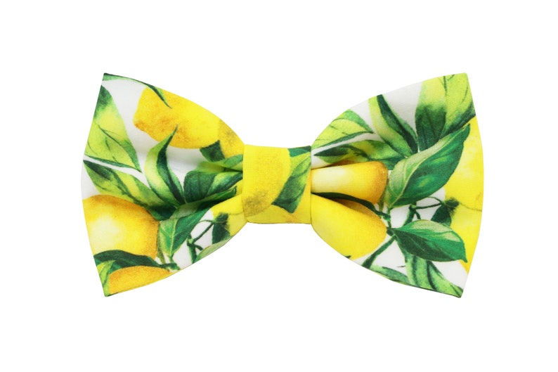 Lemon pattern bow tie for men,yellow bow tie for grooms,shabby chic wedding,groomsmen gift,summer spring wedding inspiration 2024,botanical image 1