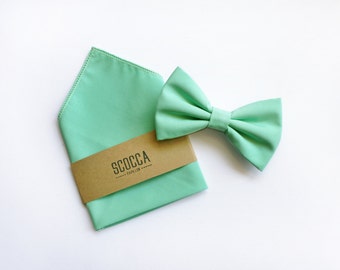 Papillon e fazzoletto per Uomo, verde menta pastello,primavera estate 2020, papillon e pochette coordinato,regalo testimoni sposo, per lui