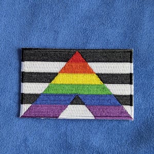 Patch Thermocollant Drapeau Allié LGBTQIA+ Pride, Support Inclusif, Brodé, rectangle