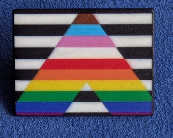 LGBTQIA+ Allied Flag Colorful Enamel Badge, Black Rectangle Pin
