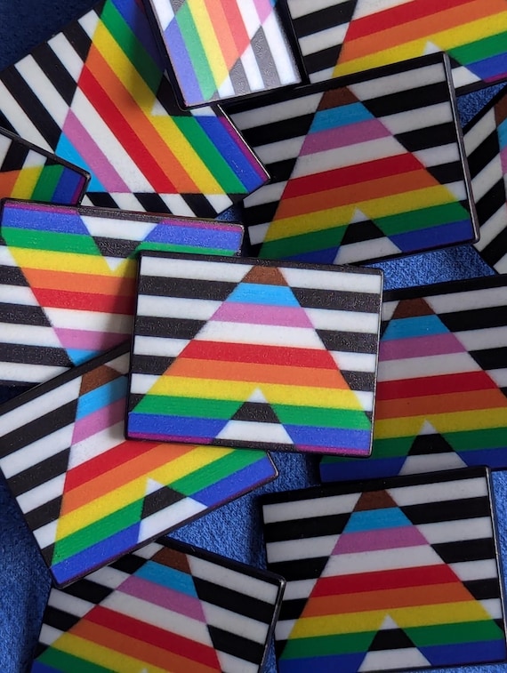 pin's Drapeau "Progress Pride" Allié LGBT, fierté Trans, Badge rectangle en Émail
