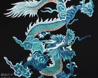 Saldi, toppe ricamate in stile drago blu/verde blu/grigio argento/caffè chiaro, per cosplay - da cucire