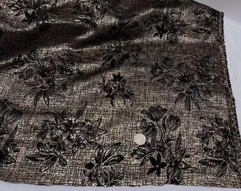 Black broze gold color jacquard fabric with flower paattern, jacket dress fabric, wedding fabric, by the yard