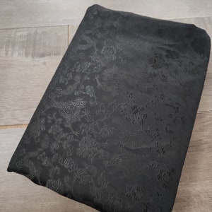 Black color brocade fabric with black dragon style fabric, jacket dress fabric, cosplay dress fabric, fabric by 1/2 yards