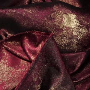 Dark red gold color jacquard fabric, double-sided jacquard, wedding jacquard fabric, by the yard