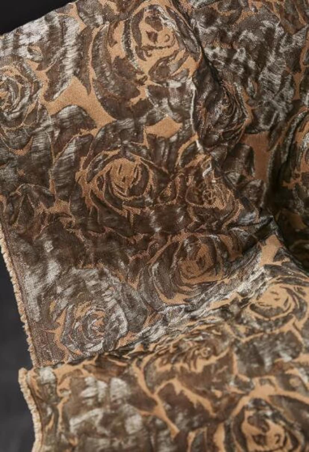 Brown Coffee Color Retro Jacquard Fabric With the Rose Pattern, Jacket ...
