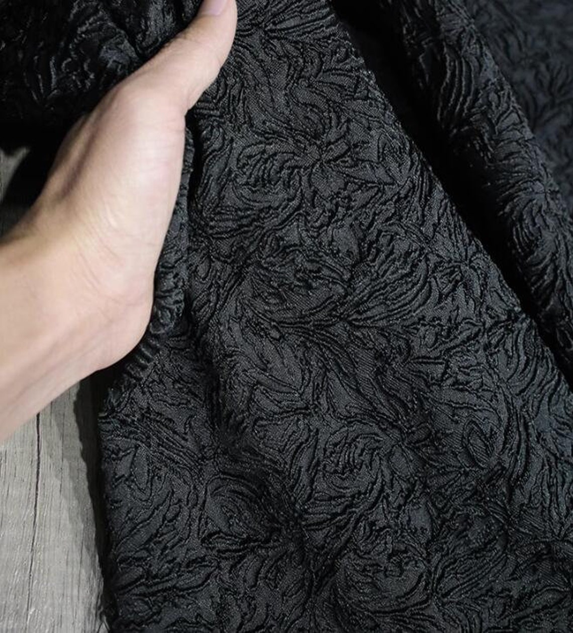 30%off-black Color Jacquard Fabric, 3D Relief Texture Jacquard Fabric ...