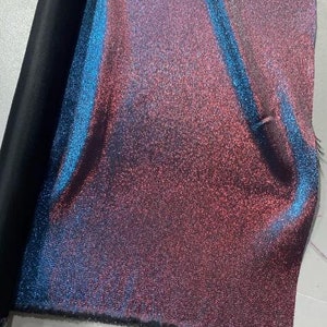 Colorful fabric, blue red gradient sparkling satin fabric, DIY doll clothes fabric, stage decoration, background fabric, fashion by the yard