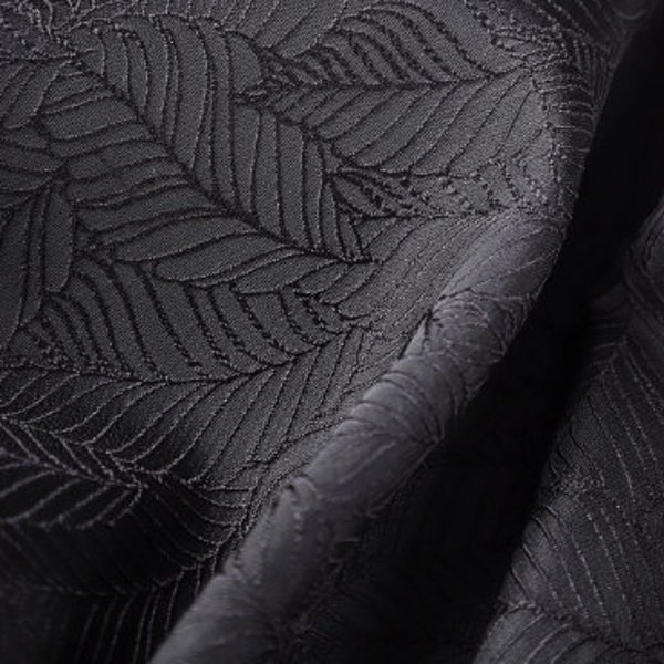 Black small leaf three-dimensional jacquard fabric suit jacket clothing designer fabric