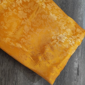 Gold yellow color brocade fabric with golden dragon style fabric, jacket dress fabric, cosplay dress fabric, fabric by 1/2 yards