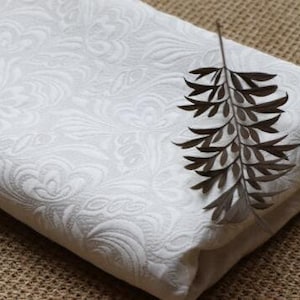 SALE, Off-White Color Jacquard Fabric, Embrossed Style Jacquard Fabric, Brocade Fabric, Fashion Fabric, For Wedding Party Dress, By the yard