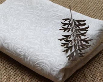 SALE, Off-White Color Jacquard Fabric, Embrossed Style Jacquard Fabric, Brocade Fabric, Fashion Fabric, For Wedding Party Dress, By the yard