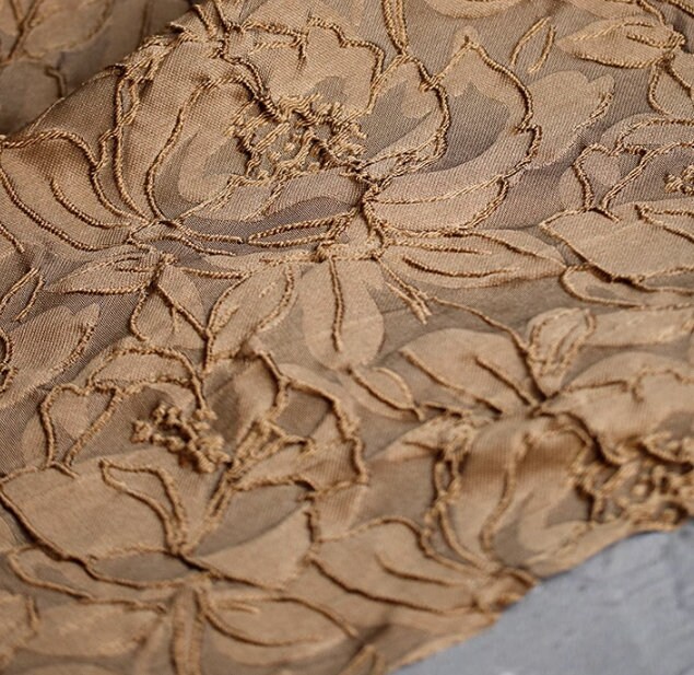 Brown Rose Pattern Jacquard Fabric, Texture Jacquard, Jacket Dress ...