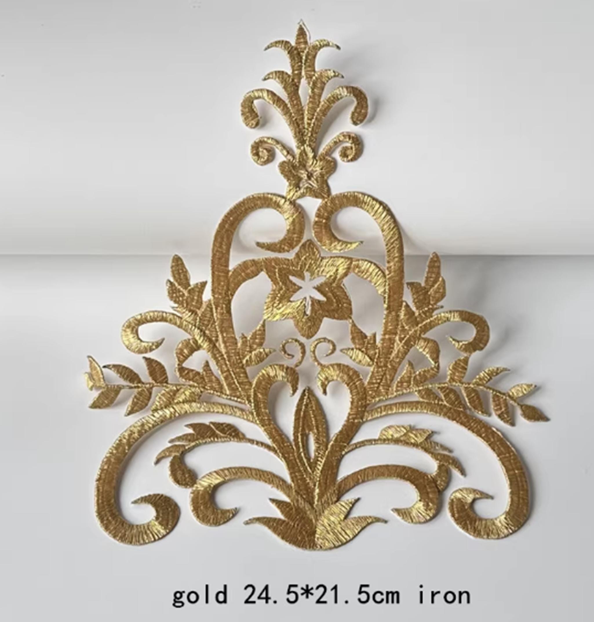 Gold Thread Embroidered Patches for Dance Costumes, Decorative Patches ...