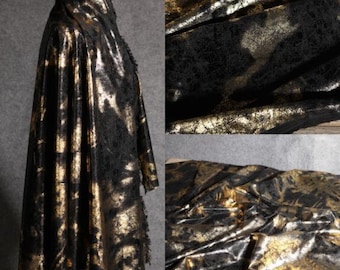 Tela Jacquard, tela jacquard color negro y dorado, tela jaquard de textura, cortada a medida
