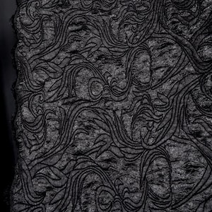 Black color jacquard fabric, black peacock tail relief embossing texture jacquard fabric DIY dress designer fabric