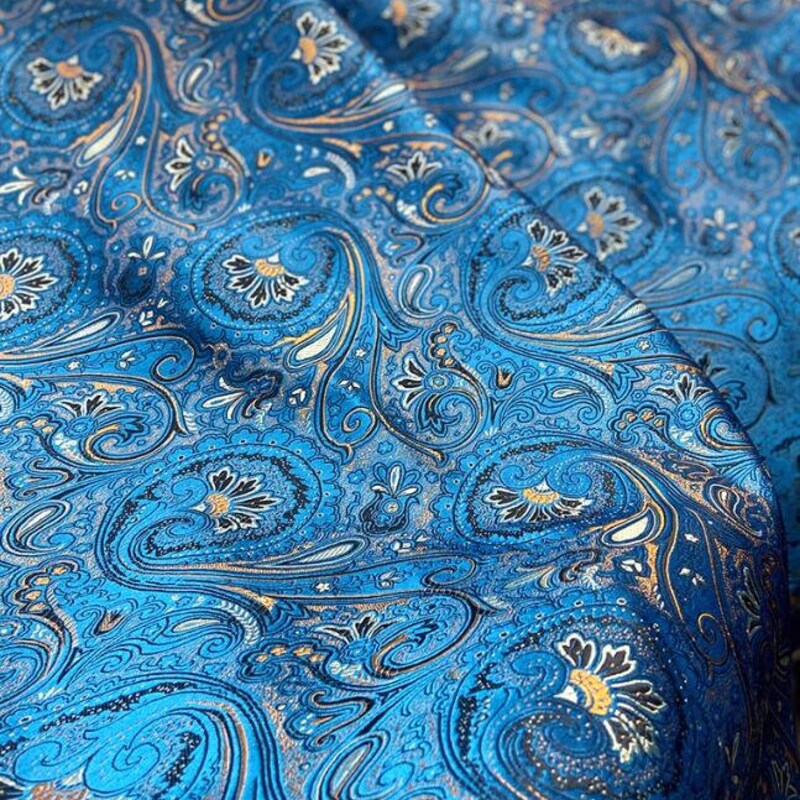 Peacock Blue  Brocade JV-1536 Fabric main image 1