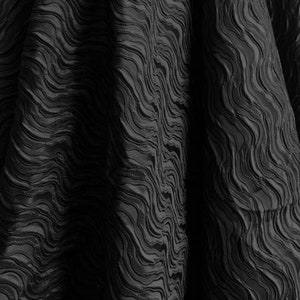 Spring fabric, black color jacquard, water ripple pattern jacuqard, jacket jacquard fabric, by the yard for wedding