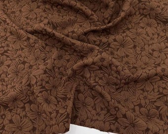 Soft stretch jacquard fabric, brown color flower pattern jacquard fabric, skirt dress fabric, fabric by the yard