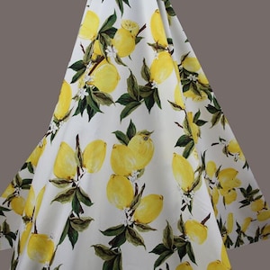 2 Color black/off-white fabric,100% cotton fabric, printed lemon style fabric, Summer dress fabric, by the yard