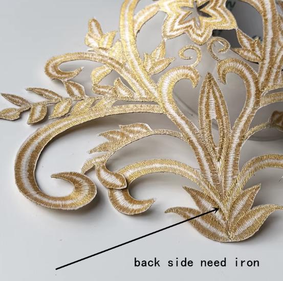 Gold Thread Embroidered Patches for Dance Costumes, Decorative Patches ...