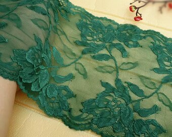 22cm wide/8.66"wideDeep green color lace, skirt with lace hem  home textiles, clothing accessories, DIY lace trim
