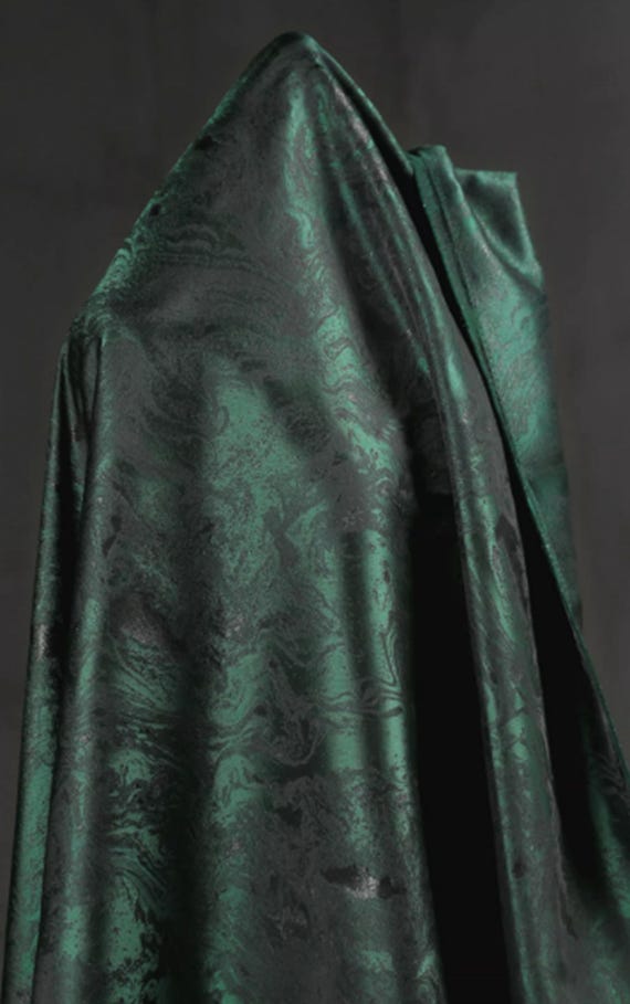dark green dress fabric Black Deep Green Color Jacquard Fabric With Water Ripple Pattern, for  Autumn and Winter Dress Fabric