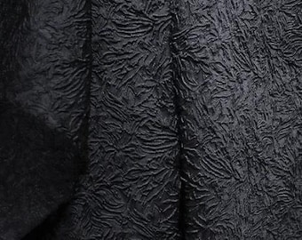 30%OFF-Black color jacquard fabric, 3D relief texture jacquard fabric, wedding dress jacket dress fabric, fabric by the yard-135cm(53")