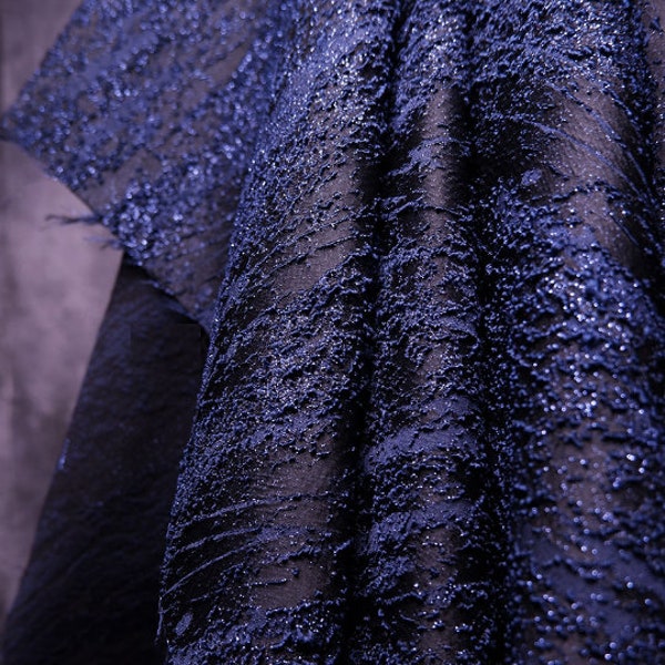 Black and navy blue color jacquard fabric, fashion jacquard fabric, fabric by the yard