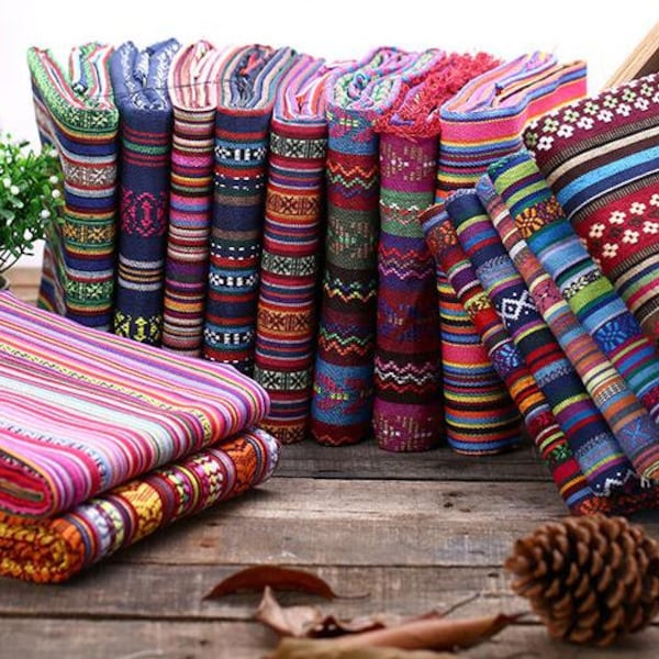 Ethnic style fabric, polyester cotton fabric, decor fabric, sofa pillow cover fabric, tablecloth fabric, by the yard