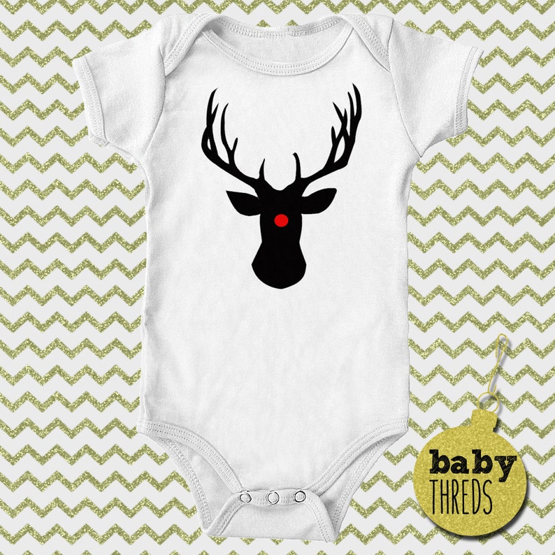 winter time outfit xmas Baby Onesie Christmas outfit holiday baby Rudolph the Red Nosed Reindeer custom baby onesie rudolph onesie