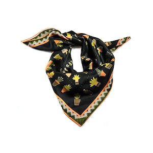 Cactus Love; illustrated silk scarf; 90x90cm