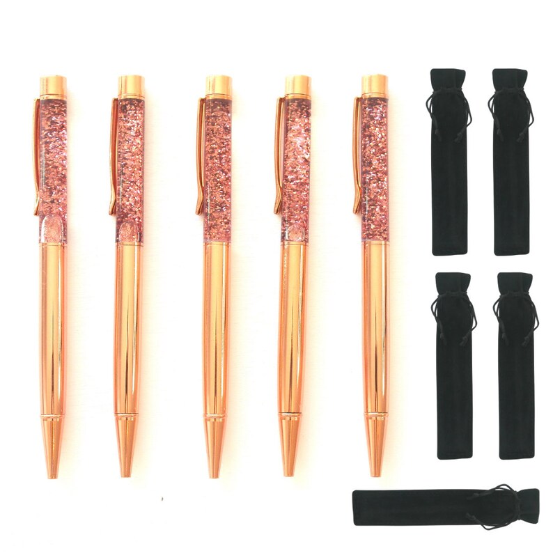 Rose Gold Floating Glitter Pen Set of 5 Cute Pens for Boss Etsy