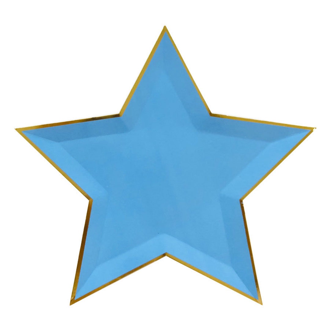 Blue Star Paper Plates With Gold Trim set of 8 10.5. Etsy