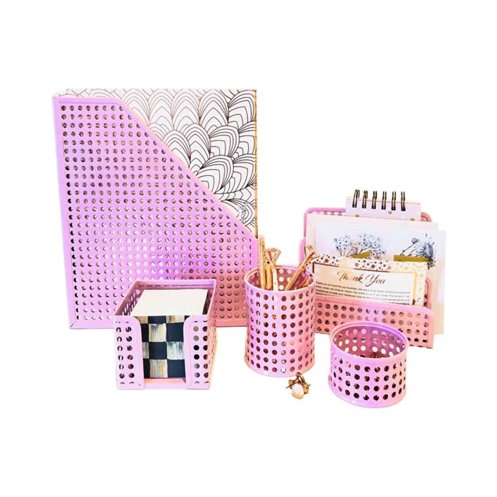 Pink Desk Organizer/ Desktop Office Desk Set of 5/ Desk Etsy